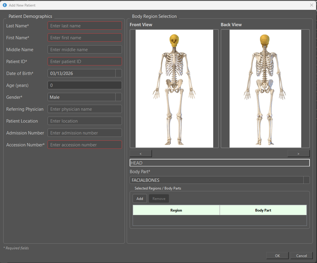 eTrek Body Region Selection